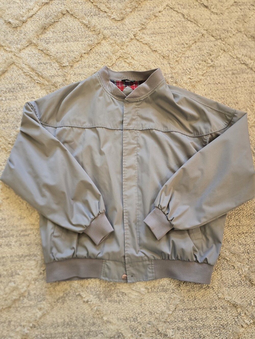 Vintage Field & Stream Men 2XL Jacket Bomber Zip Gray Hong Kong 90s Chore Coat